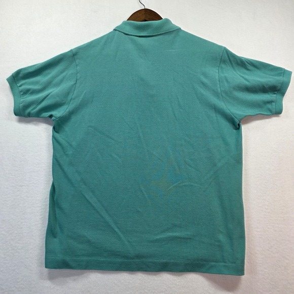 Lacoste Men's Pique Polo Shirt Size 5 L Teal Green Crocodile Logo 100% Cotton - Picture 2 of 8